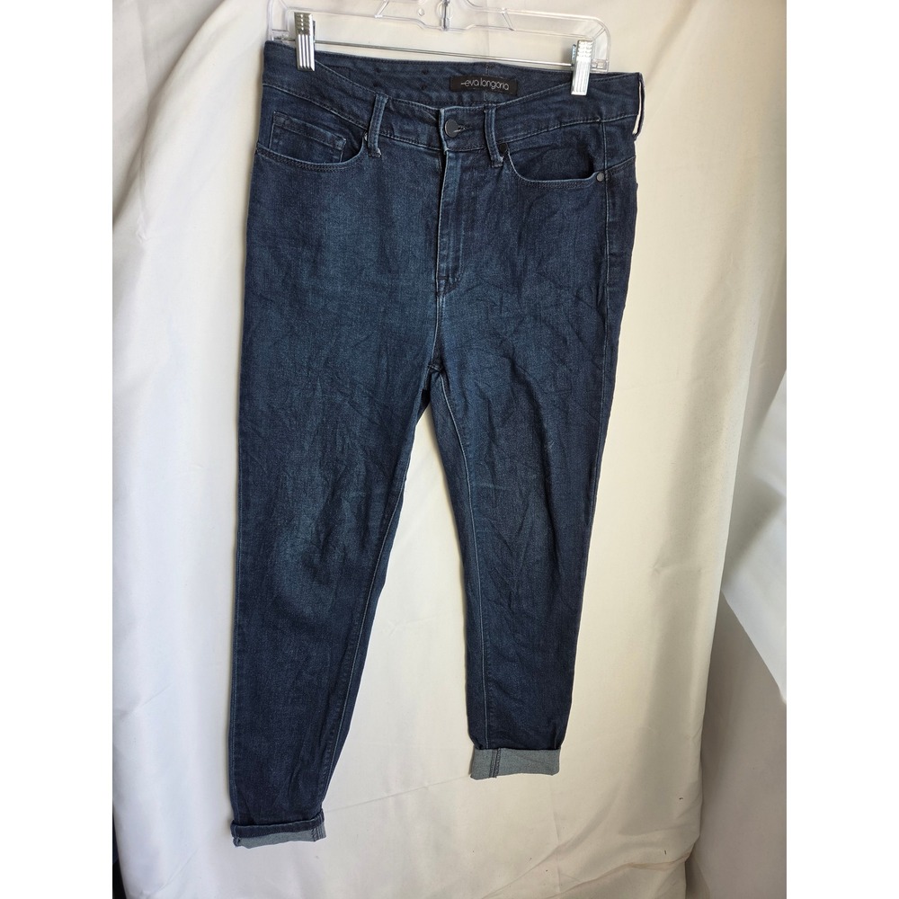 Eva Longoria Jeans Womens 10 Dark Blue Dark Wash Skinny High Rise Skinny EUC
